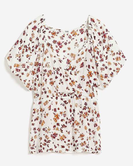 Blouse croisée imprimée avec manches ballon