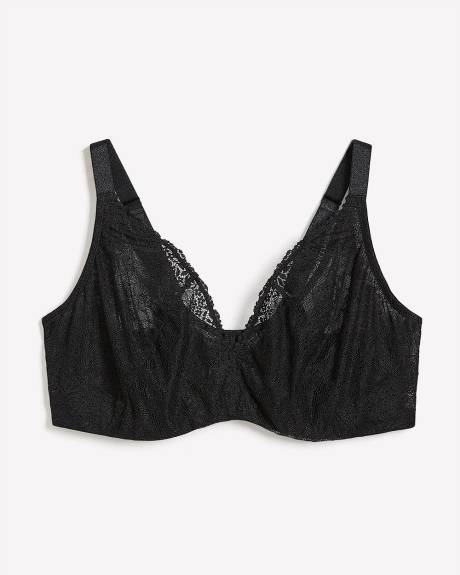 Black Unlined Underwire Bra with Crisscross Lace - Déesse Collection