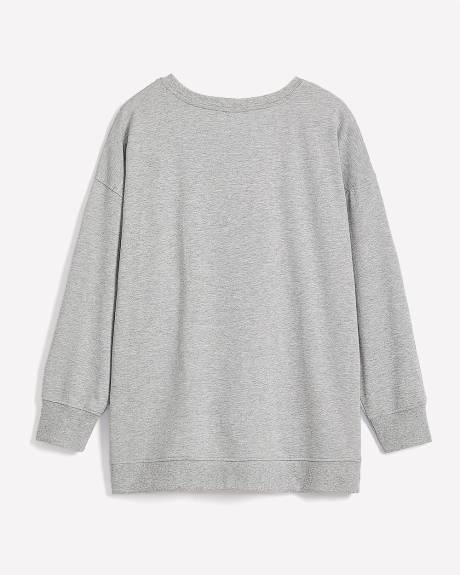 Grey Crewneck Sweatshirt with Holiday Snoopy Print