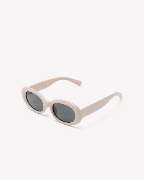 White Oversized Round Retro Sunglasses