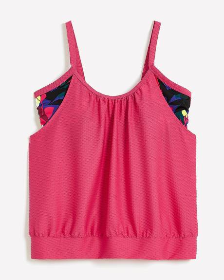 Tankini texturé sur bandeau à motif tropcial