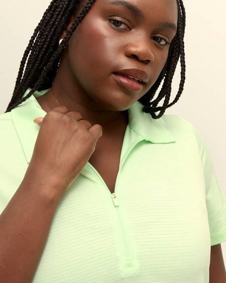 Heather Short-Sleeve Zip Polo Top - Active Zone