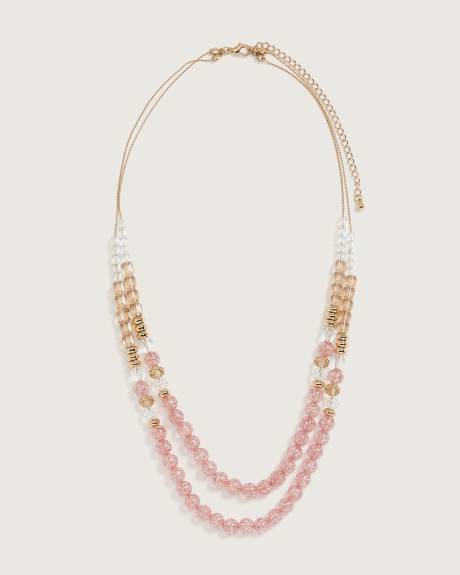 Collier moyen à 2 chaînes avec billes de verre