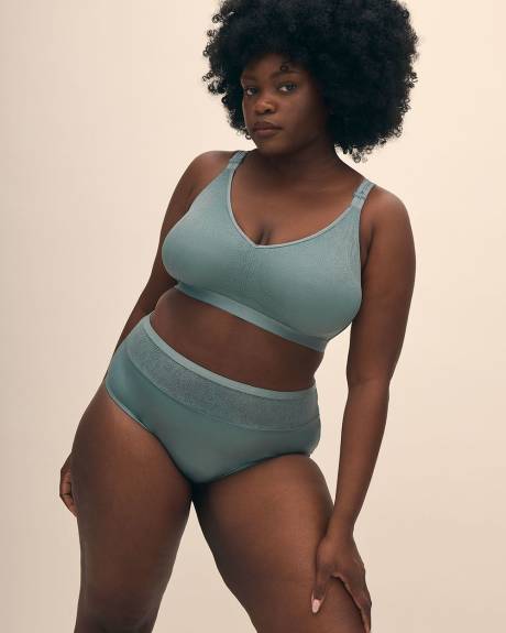 Blue Satin Full Brief with Lace Band - ti Voglio