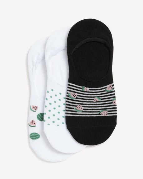 Sneaker Socks with Watermelon Print, Pack of 3