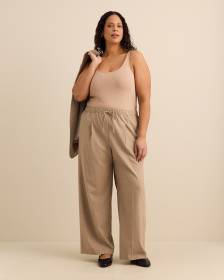 Striped Pull-On Wide-Leg Pant