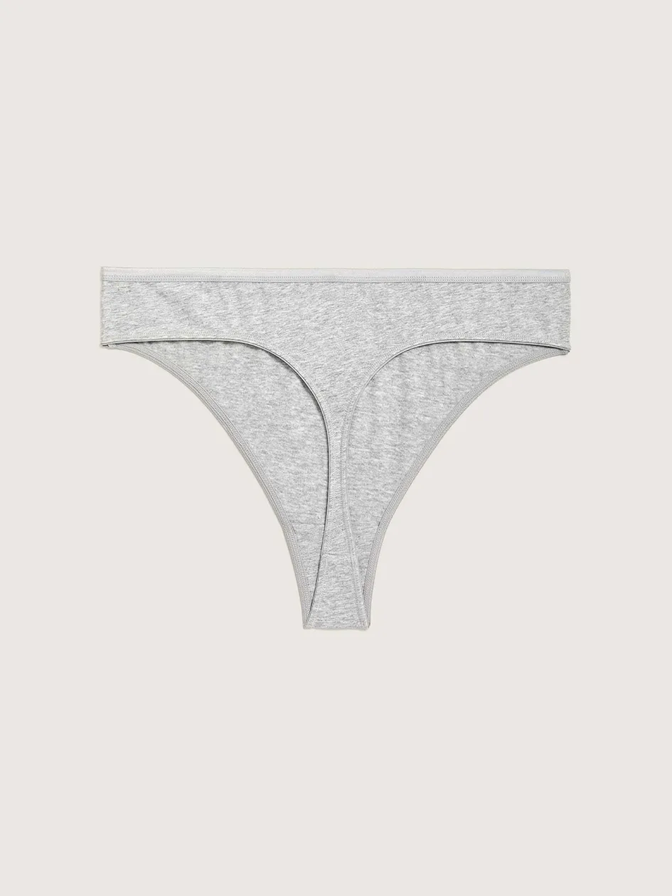 Heathered Cotton Thong Panty - Addition Elle