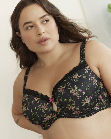 Floral-Print Breathable Underwire T-Shirt Bra - ti VOGLIO