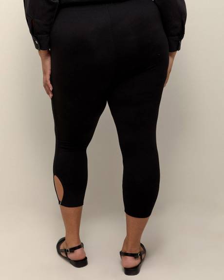 Legging écourté noir avec ouverture à l'ourlet, tissu responsable - Essentiels PENN.