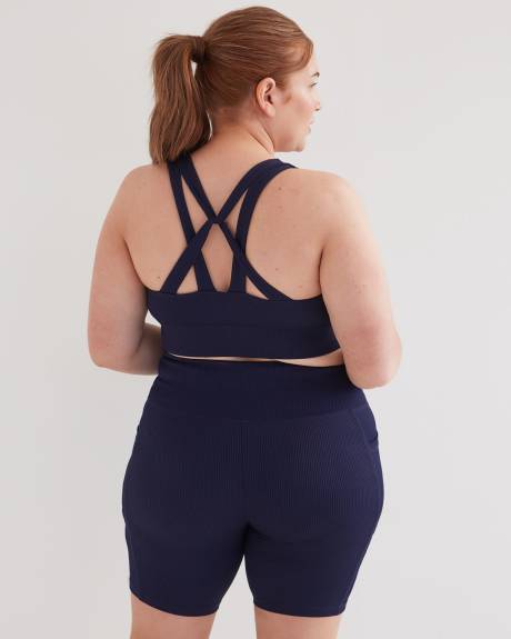 Ribbed Crop Top with Multi-Strap Back - Active Zone