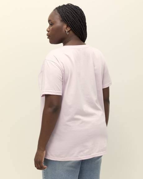 Purple Short-Sleeve Crewneck Tee with Coca-Cola Print