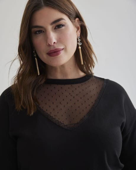 Knit Top with Mesh and Lace Detail - Addition Elle