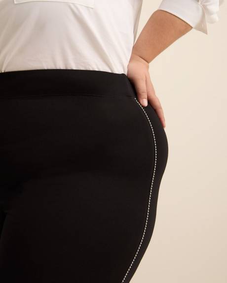 Legging tendance noir en pointe de Rome avec chaîne à billes, tissu responsable