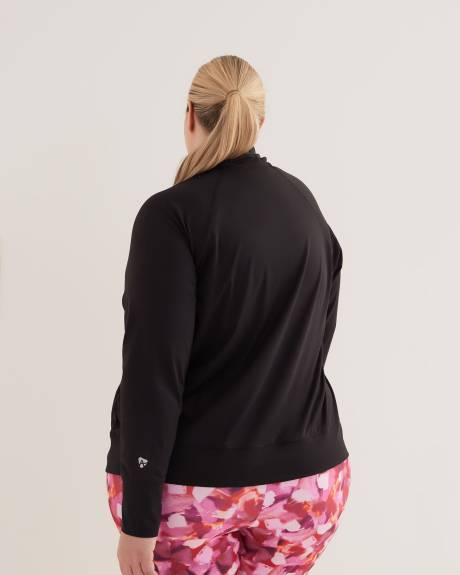 Mock-Neck Zipper Jacket with Raglan Sleeves - Active Zone