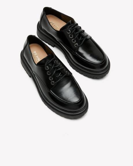 Extra Wide Width, Lace Up Oxford Shoe with Rhinestones on Eyelets