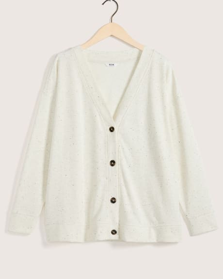 Cardigan en tricot uni à manches longues