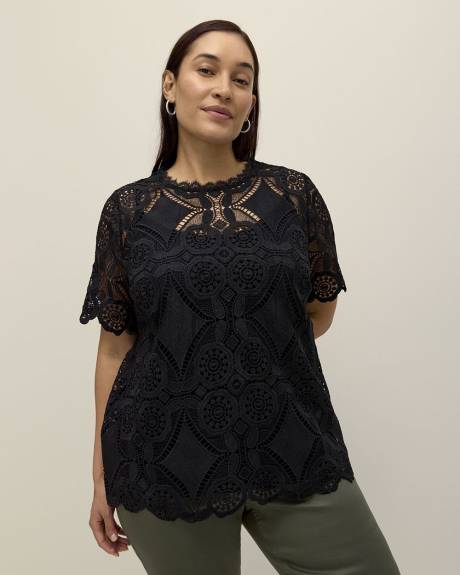 Crochet Blouse with Scalloped Hem