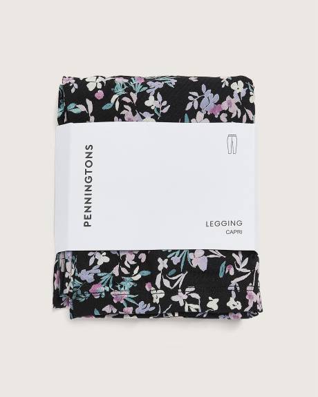 Legging capri fleuri, tissu responsable