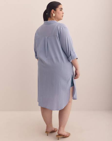 Cotton Buttoned Down Tunic Shirt