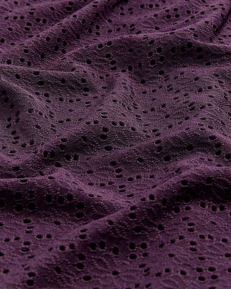 Eyelet Knit Dress with Balloon Sleeves