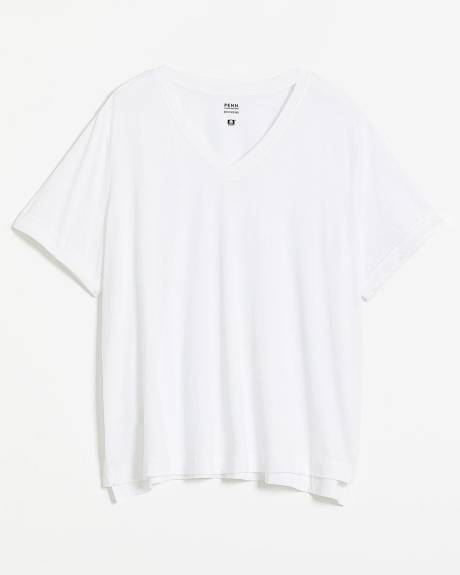 T-shirt col en V, coupe boyfriend, tissu responsable - Essentiels PENN.