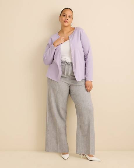 Heathered Pull-On Wide-Leg Pant