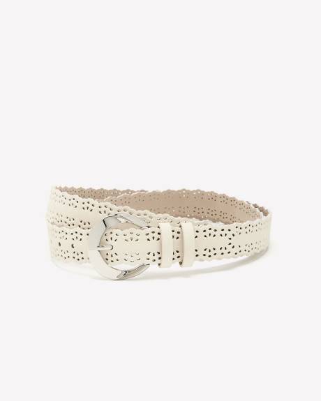 Scalloped Perforated Denim Belt