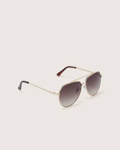 Lunettes de soleil dorées style aviateur