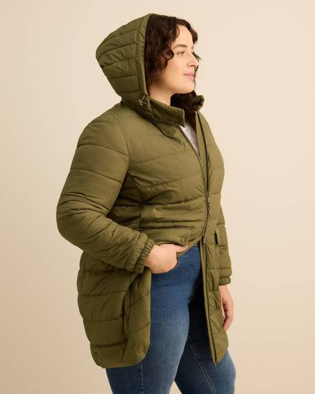 Long Packable Jacket with Removable Hood