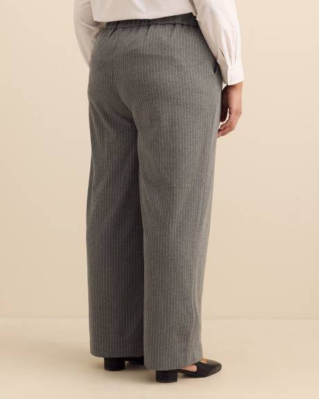 Striped Ponte de Roma Wide-Leg Pant