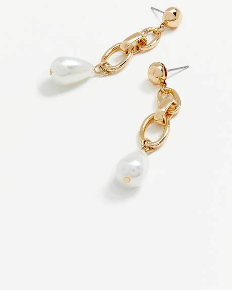 Golden Drop Pearl Earrings