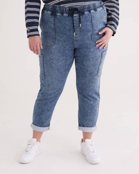 1948-Fit Stretch Denim Cargo Jogger Pants, Medium Wash - d/C JEANS
