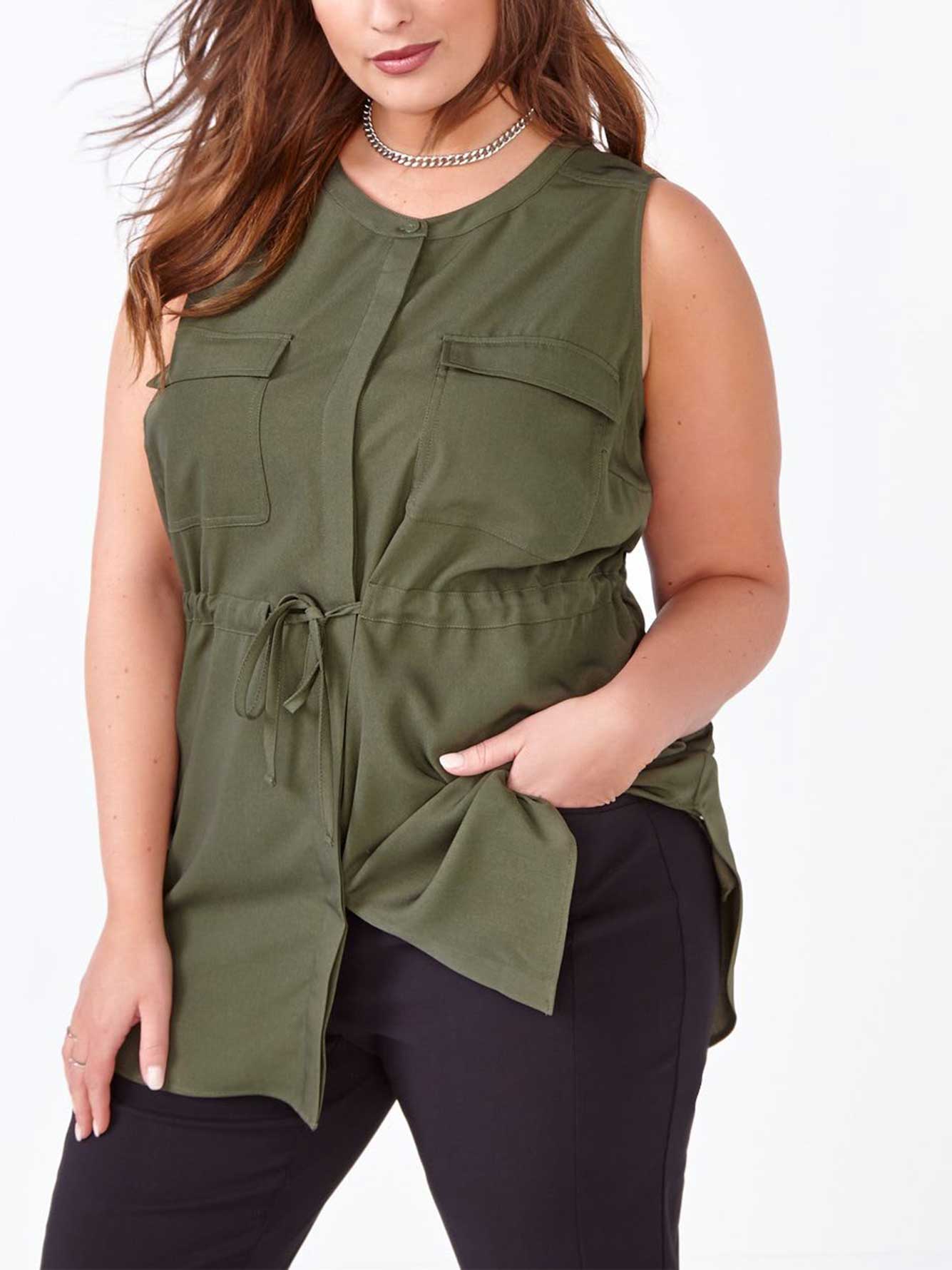 Sleeveless Military Blouse Penningtons