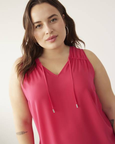 Blouse tunique sans manches à encolure en V, tissu responsable