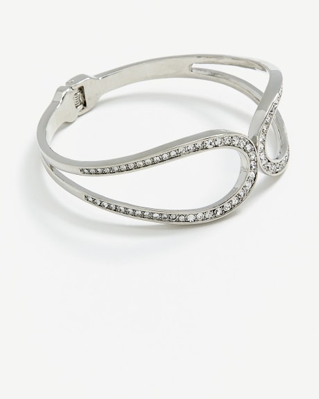Cuff Bracelet with Crystal Loop Front