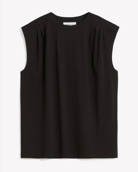 Dropped Shoulder Crew-Neck Knit Top - Addition Elle