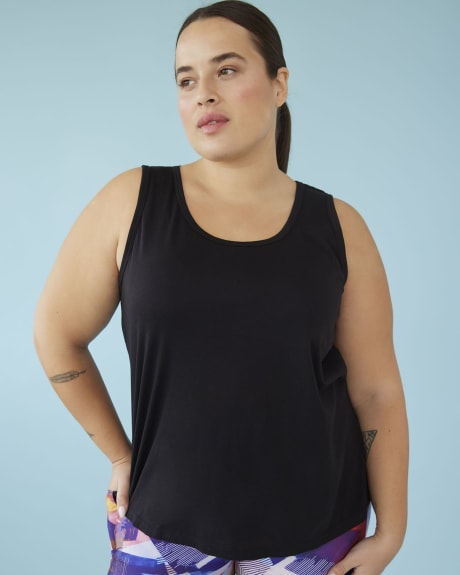 Solid Tank Top with Overlap Keyhole Back Detail - Active Zone