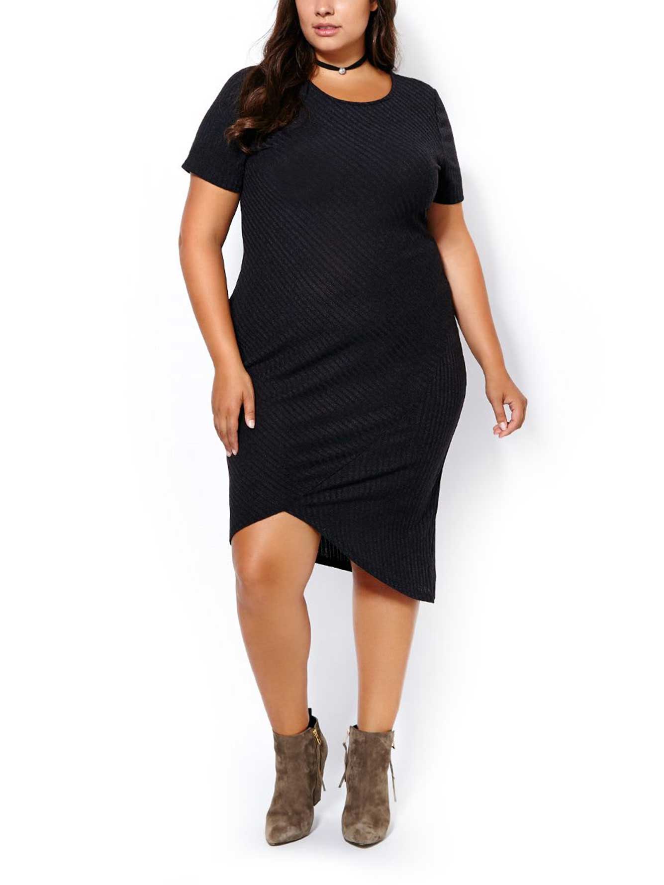 Short Sleeve Knit Black Dress Penningtons