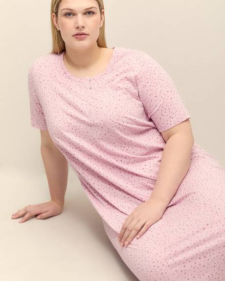 Heart-Print Heather Knit Long Sleepshirt - ti Voglio