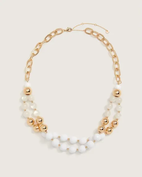 Collier mi-long avec billes blanches - In Every Story