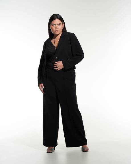 Black Blazer with Jewel Button - Addition Elle