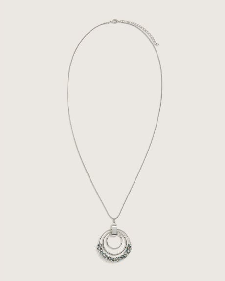 Long Snake Chain Necklace With Multi Circle Pendant