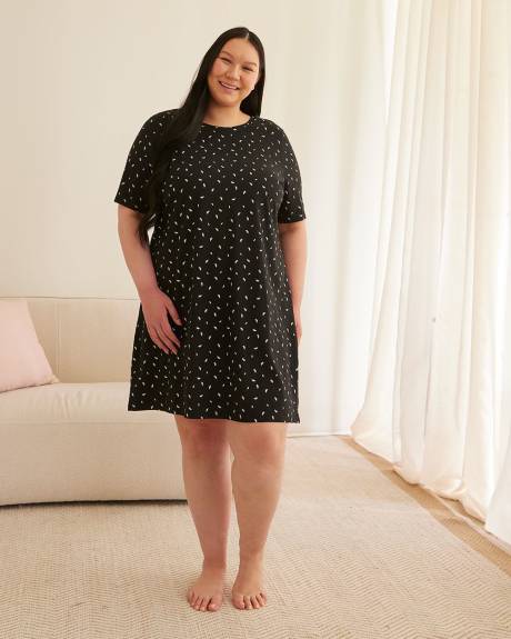 Chemise de nuit à motif de feuilles et manches mi-longues - ti VOGLIO