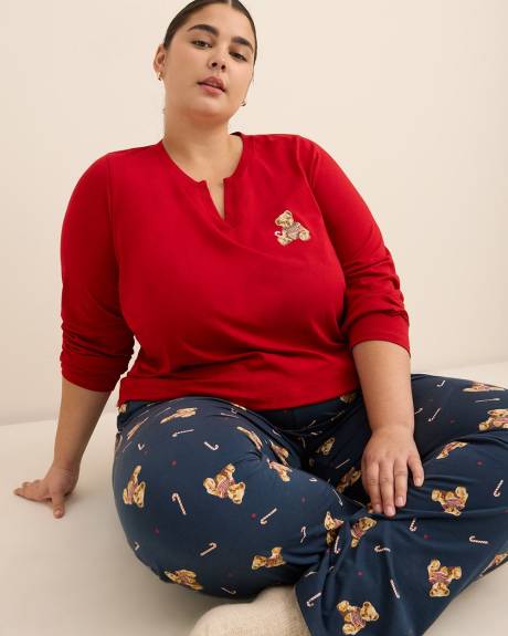 Ensemble-pyjama t-shirt à manches longues et pantalon à jambe droite à motif d'oursons - ti Voglio