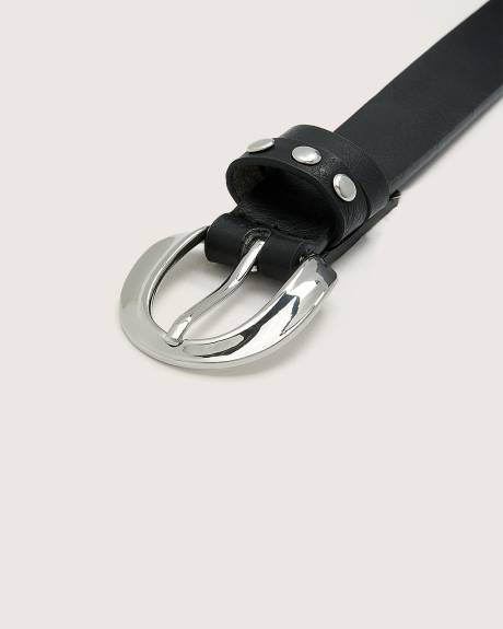 Black Skinny Belt with Studded Loop