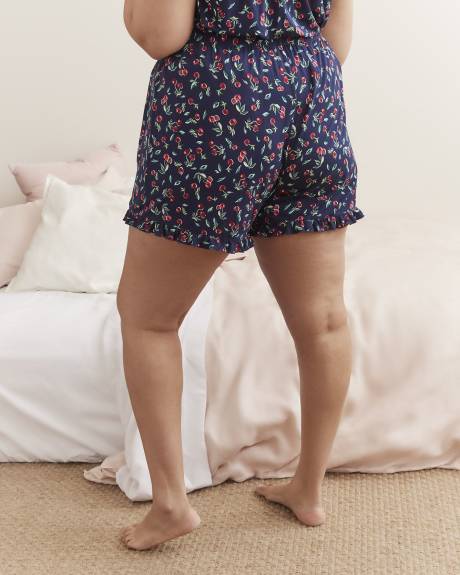 Short boxer à motif de fruits avec ourlet à franges, tissu responsable - ti VOGLIO