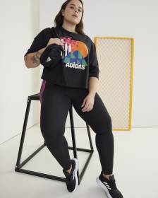 Essentials 3-Stripes Leggings, Black & Fuchsia - adidas