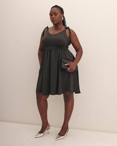 Satin Fit and Flare Sleeveless Dress - Addition Elle