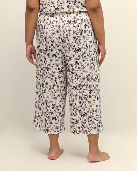 Pantacourt de pyjama fleuri en satin - Déesse Collection