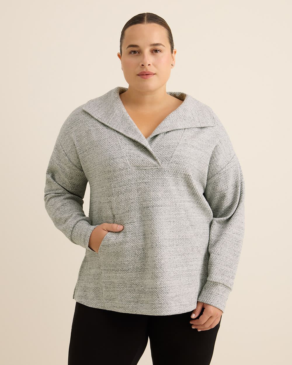Pull texturé chiné avec col large - Active Zone Pull texturé chiné avec col large - Active Zone